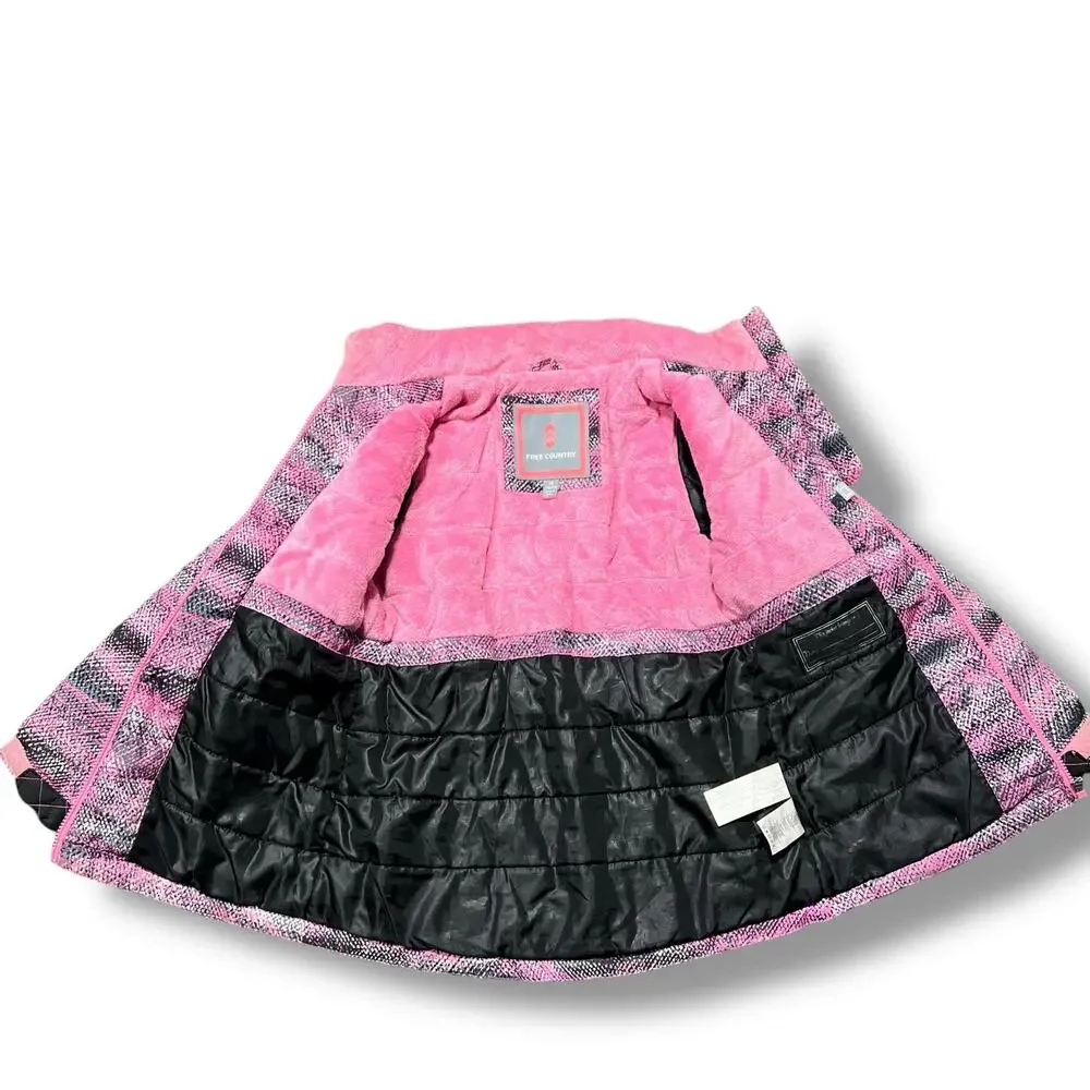 Free Country Girls Winter Jacket Coat Pink Black Gray Medium 10 12